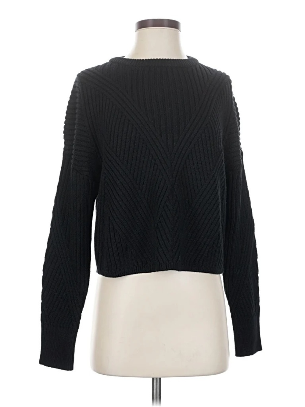Express Black Ribbed Design Cropped Sweater